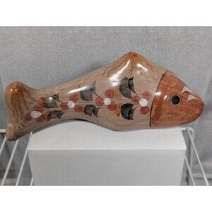 Vintage Tonala Mexican Pottery Fish Hand Painted Folk Art 9” Long TN16